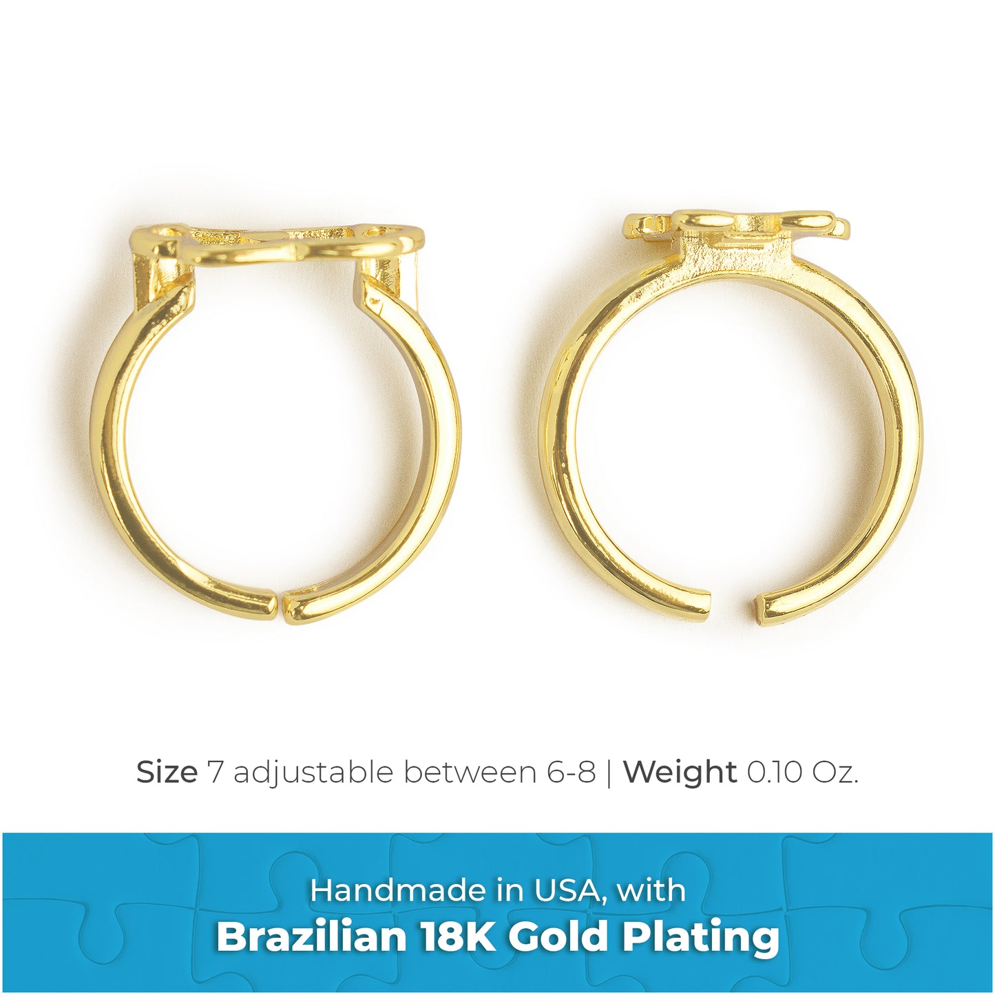 Two Pieces Brazilian Gold Plated Puzzle Ring