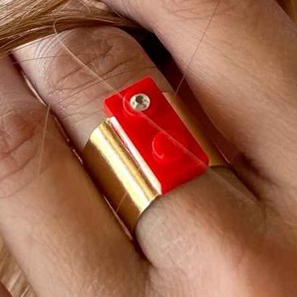 Fabulous Shiny Brick Gold Plated Ring, Sizeble