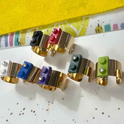 Fabulous Shiny Brick Gold Plated Ring, Sizeble