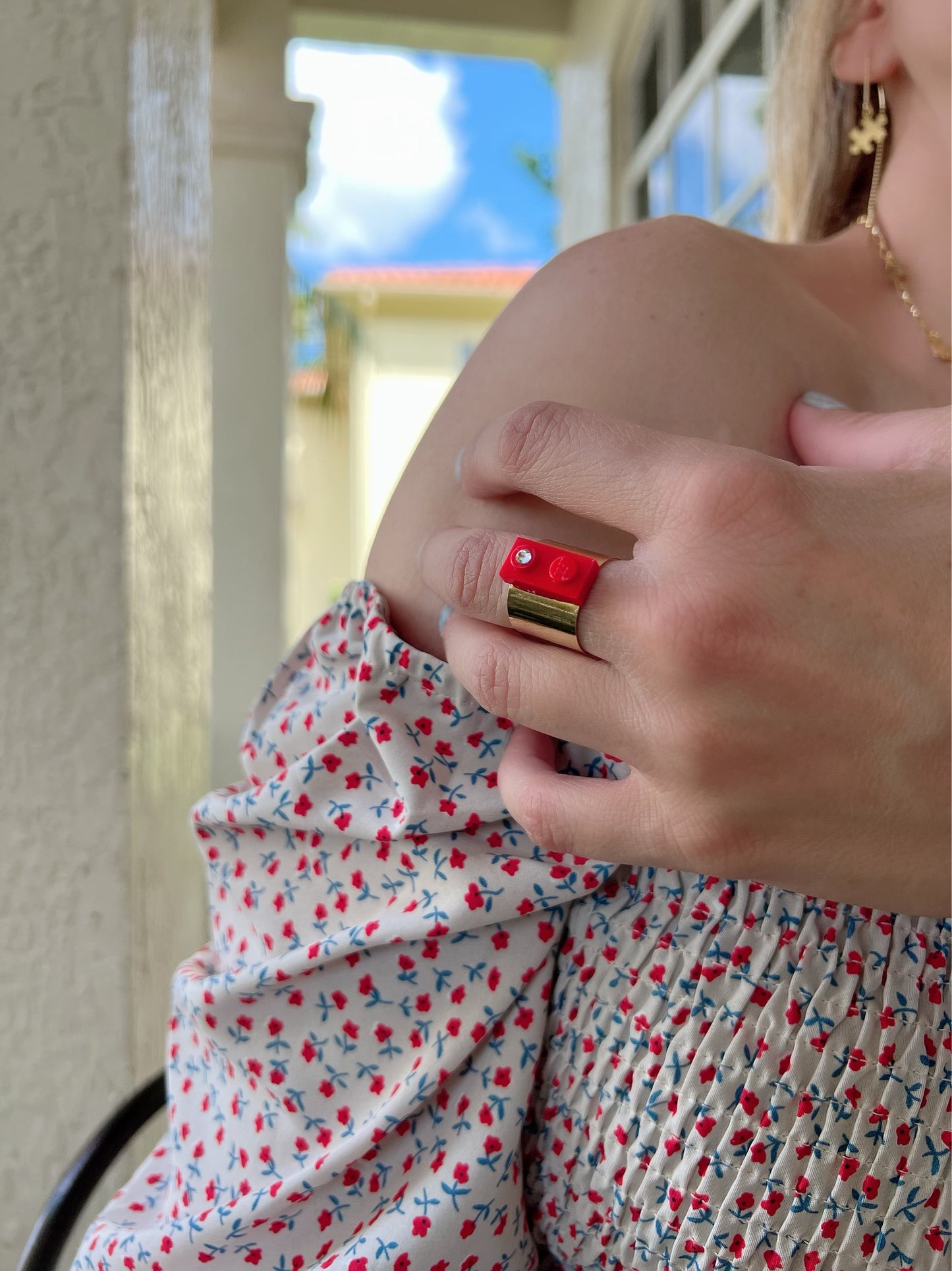 Shiny Brick GoldPlated Ring