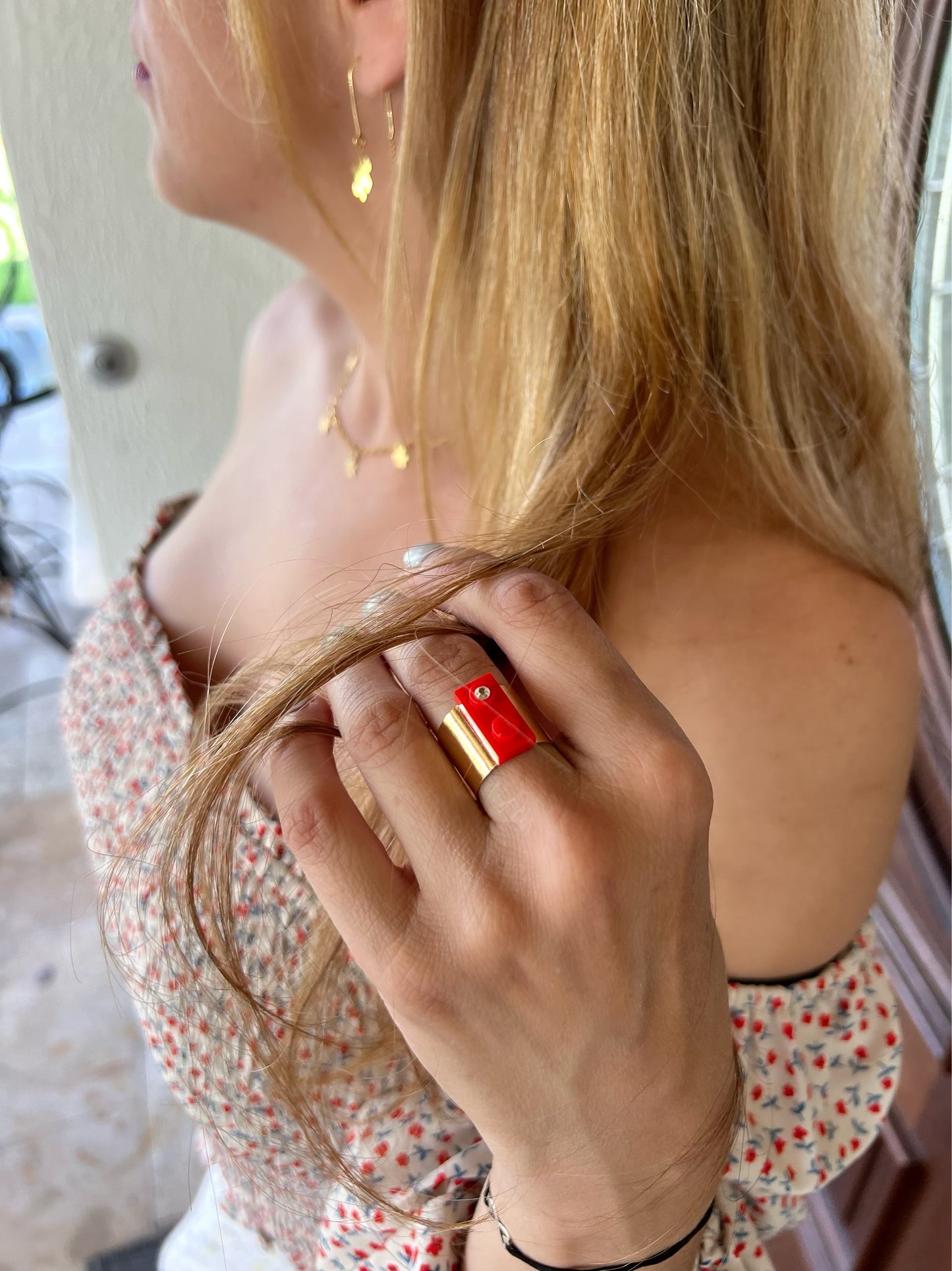 Shiny Brick GoldPlated Ring