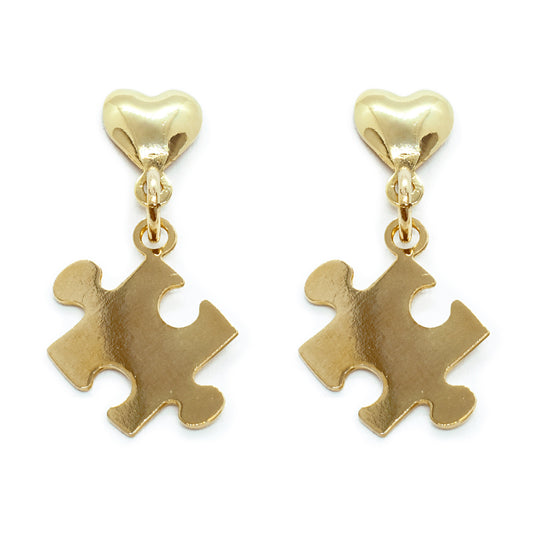 Autism Heart Puzzle Drop Earrings