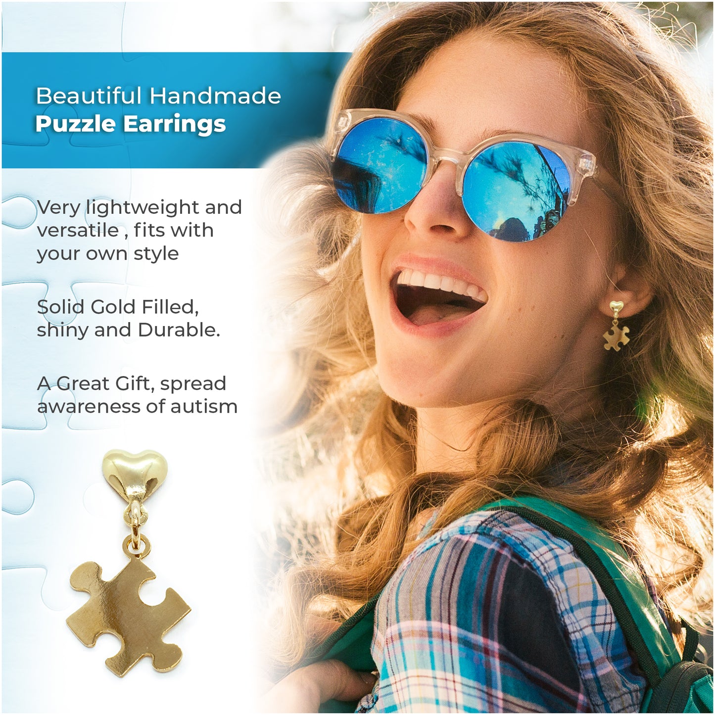 Autism Heart Puzzle Drop Earrings