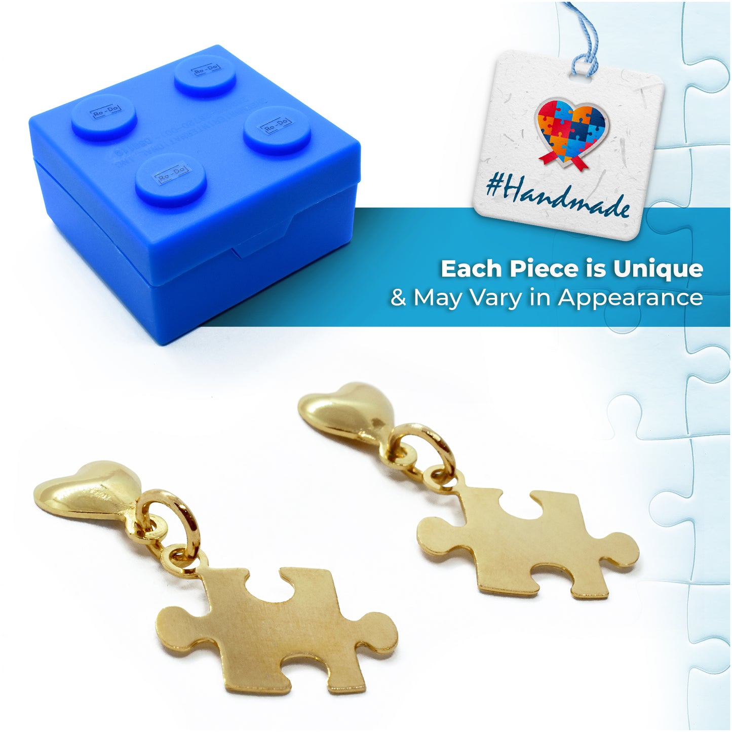 Autism Heart Puzzle Drop Earrings