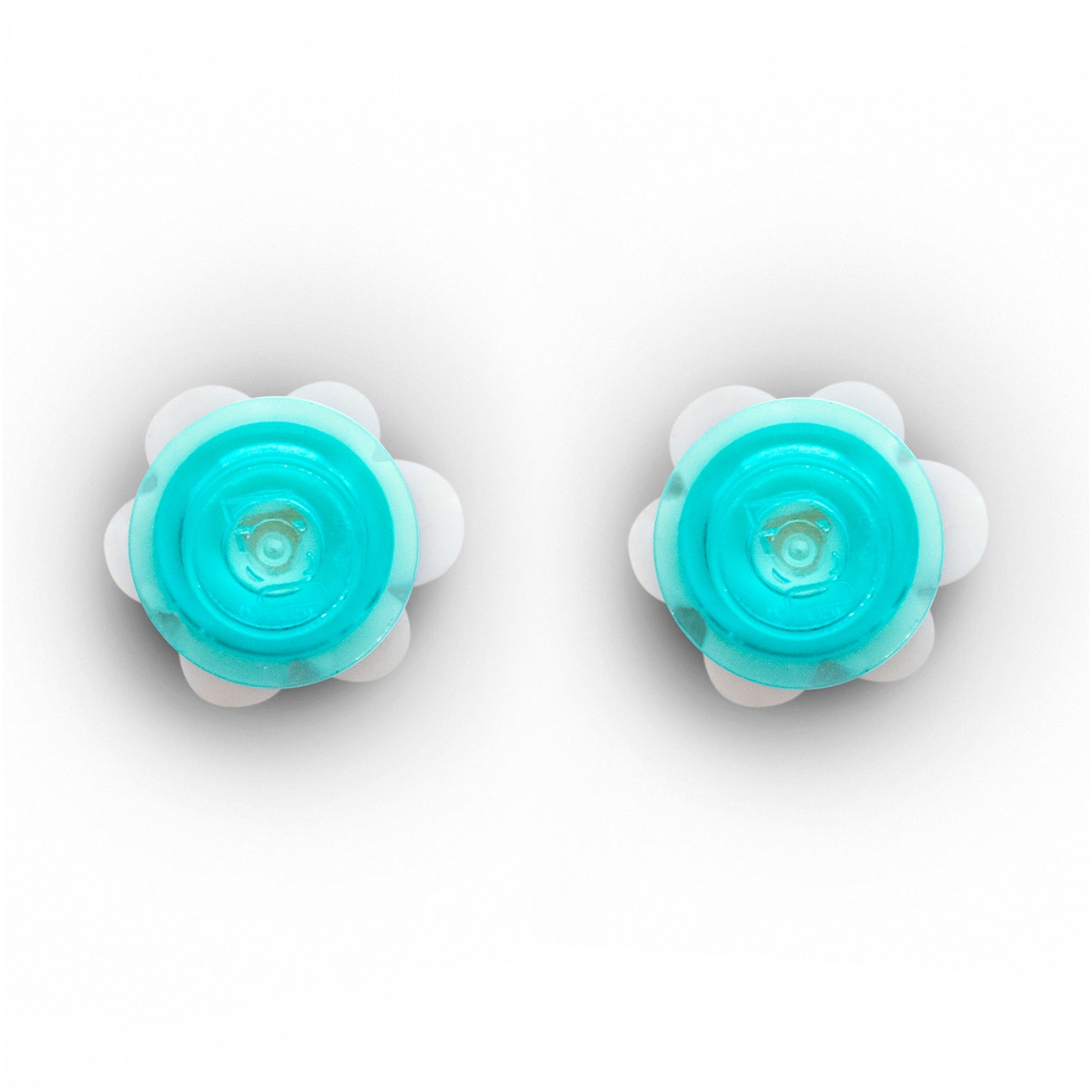 Little Flower Brick Stud Earrings White base Clear Blue Brick