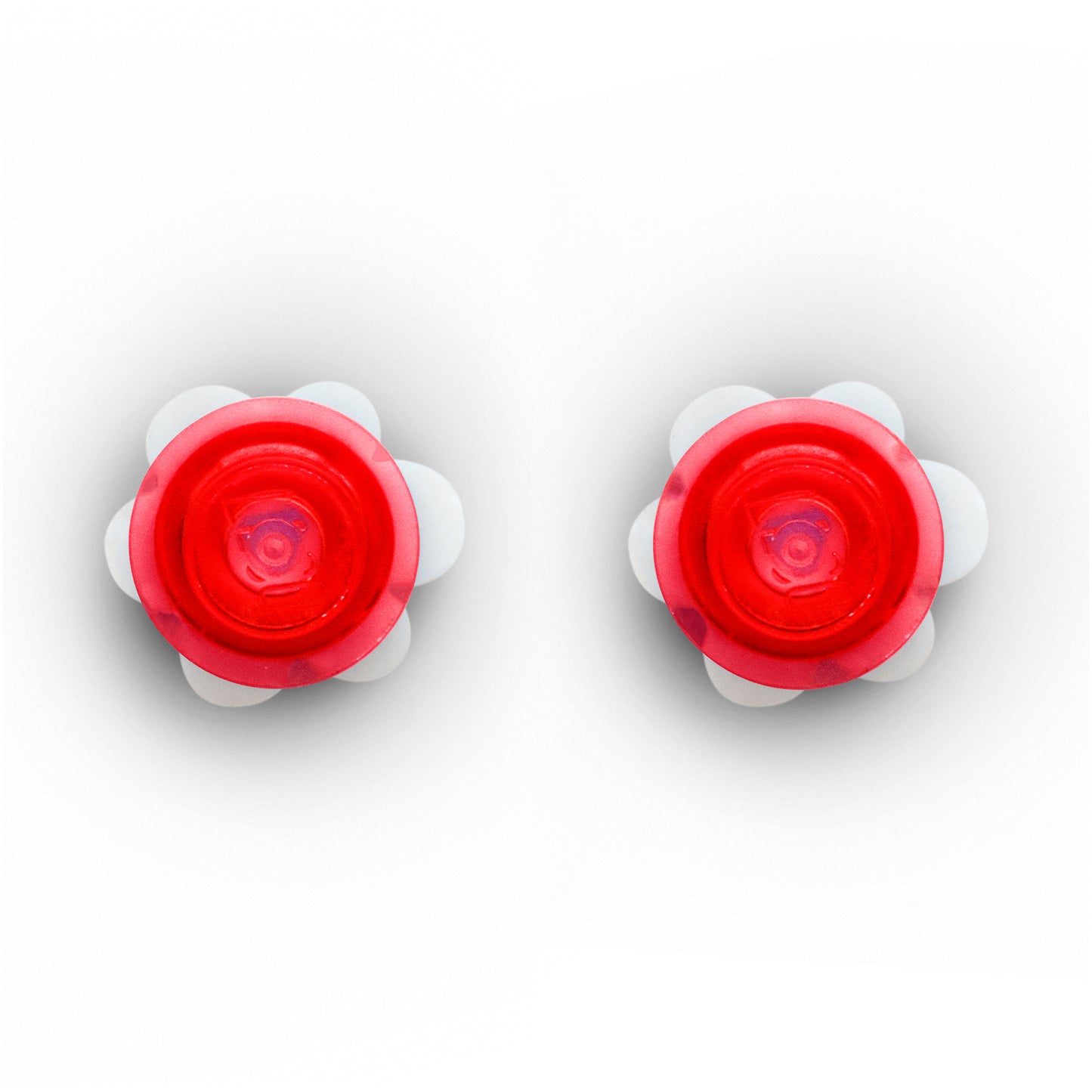 Little Red Flower Brick Stud Earrings White Clear Red