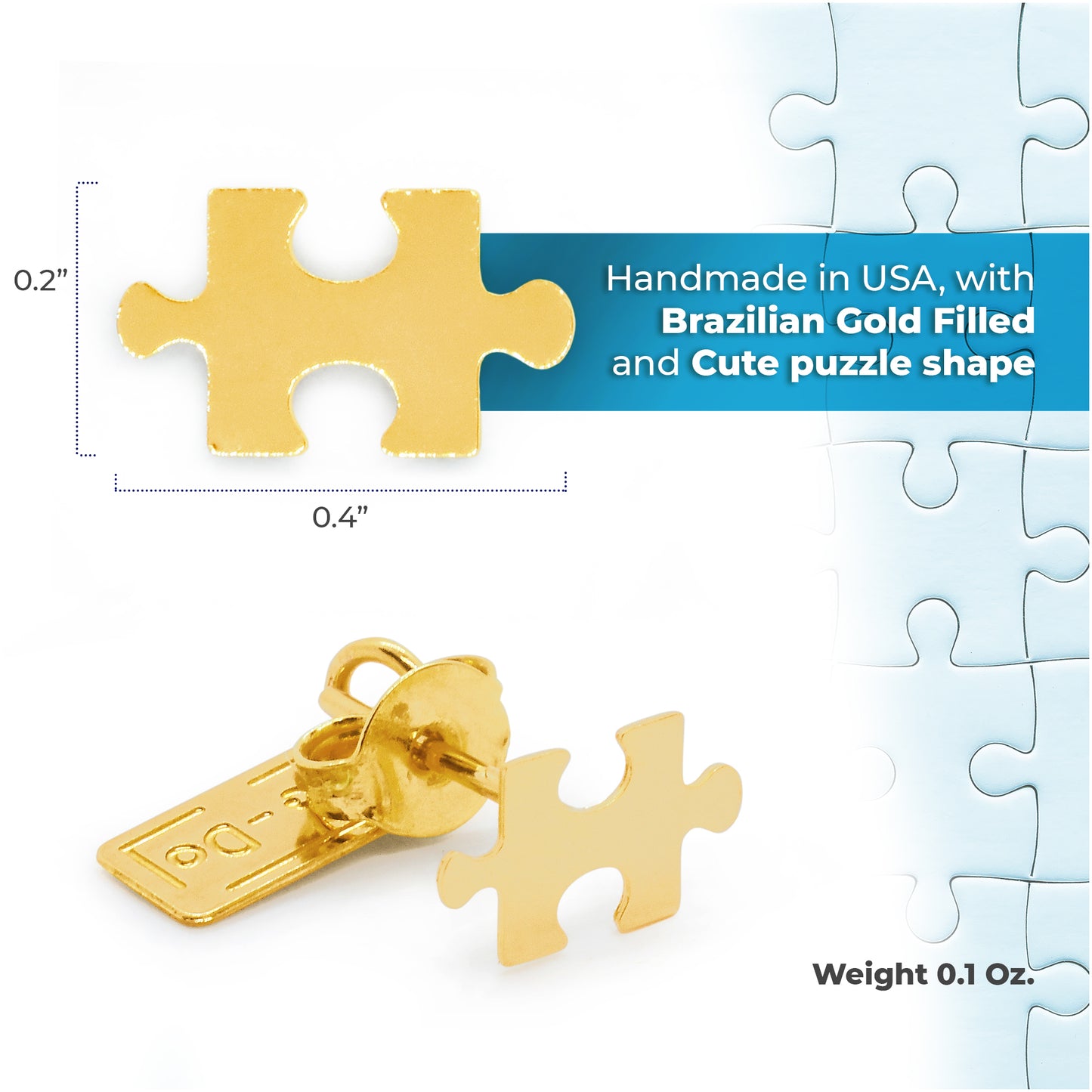 Cute Tiny Puzzle Autism Stud Earrings