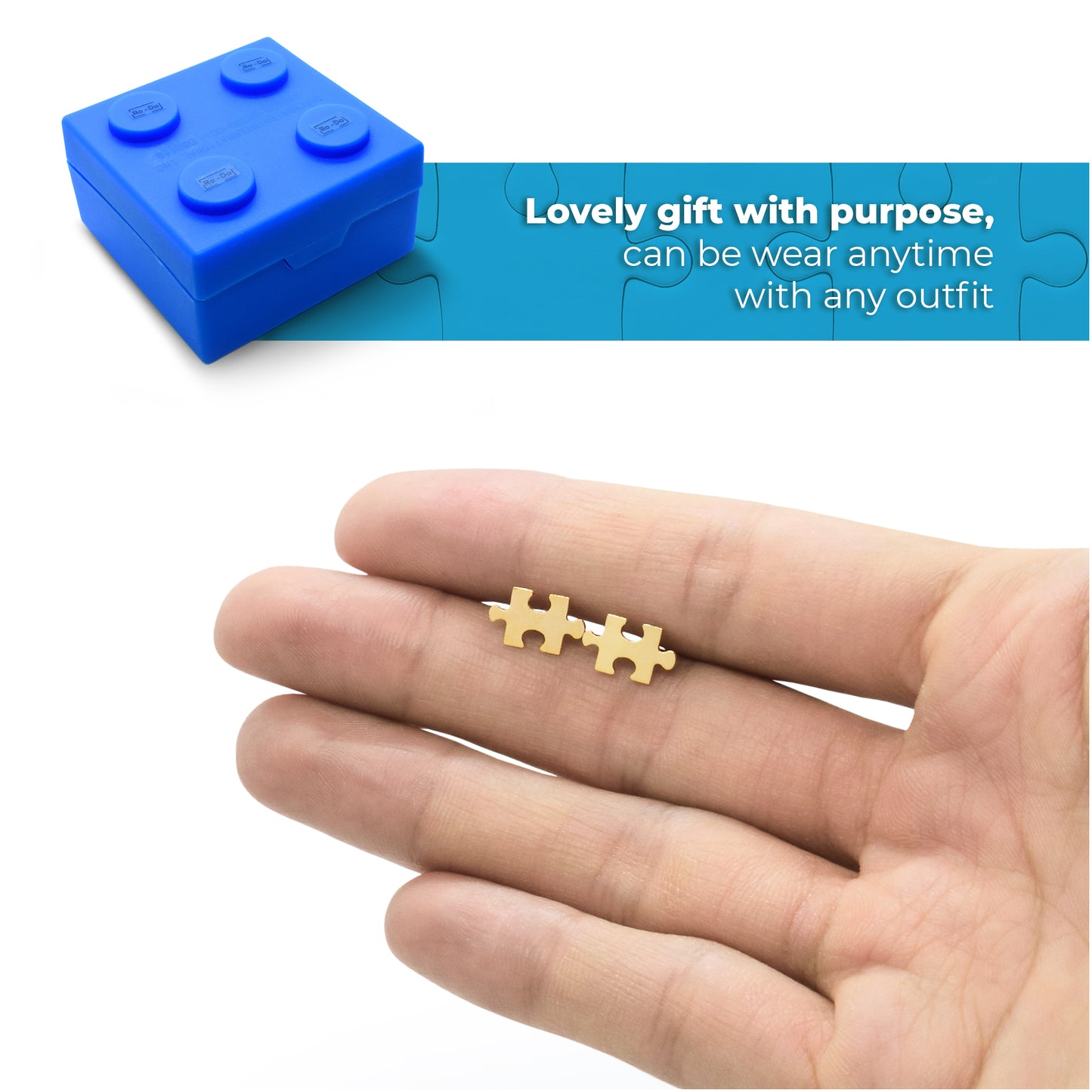 Cute Tiny Puzzle Autism Stud Earrings