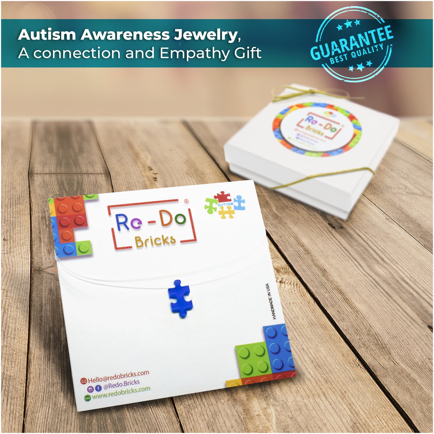 Autism Charm Fun Puzzle in Blue Acrylic Choker