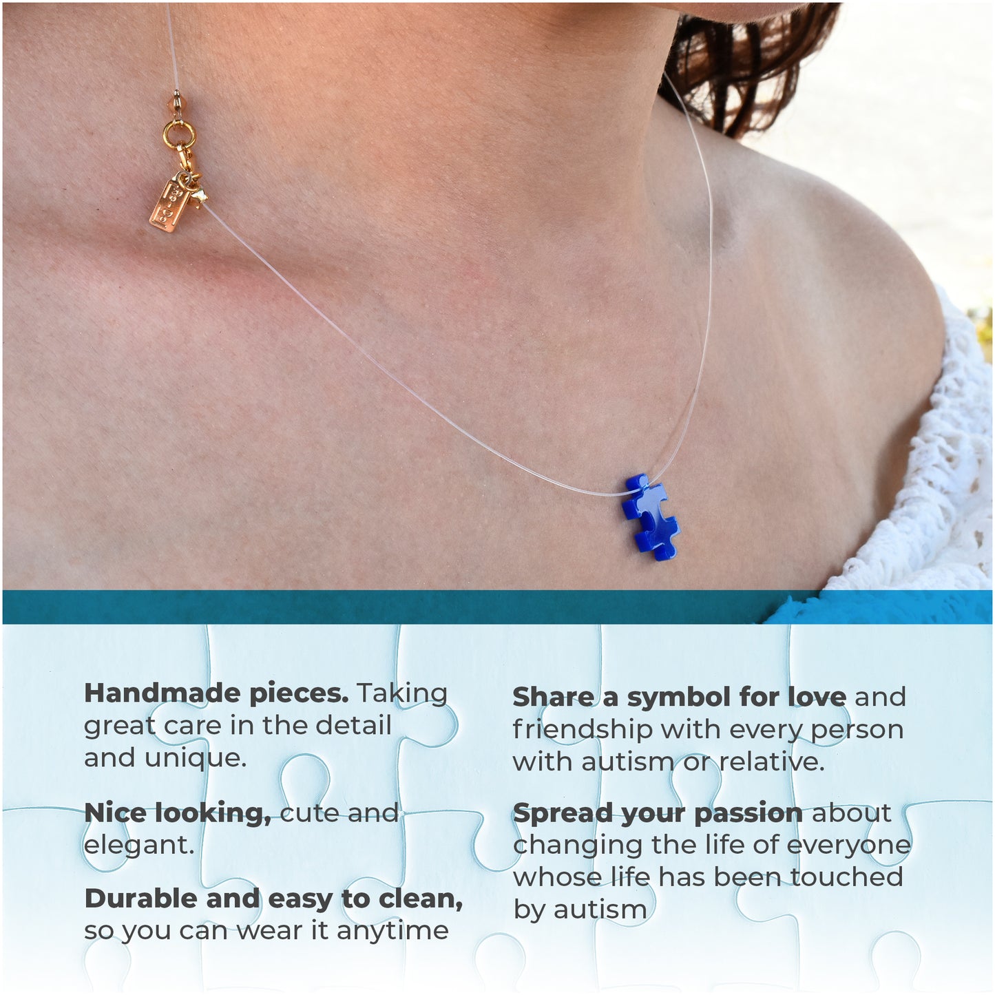 Autism Charm Fun Puzzle in Blue Acrylic Choker