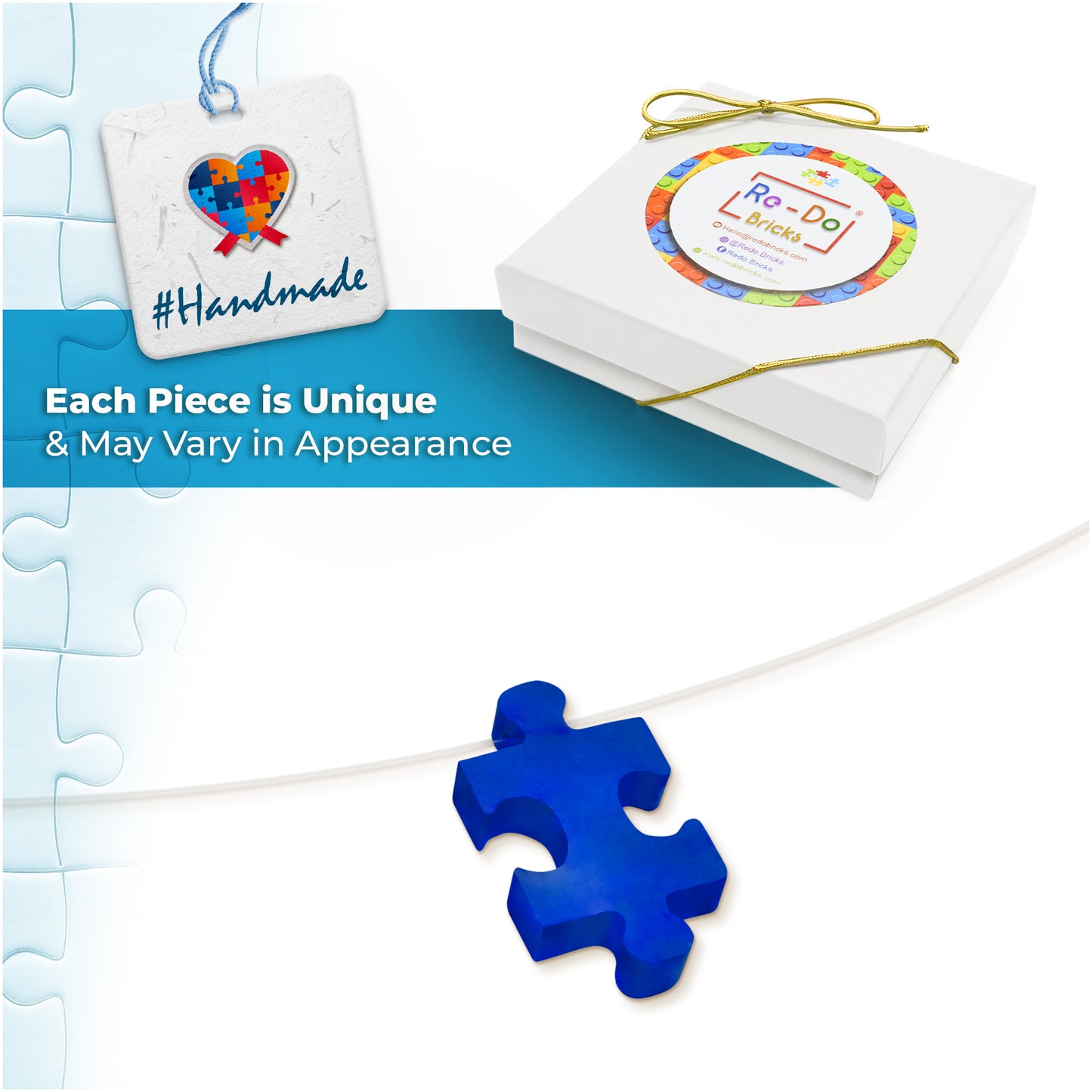 Autism Charm Fun Puzzle in Blue Acrylic Choker