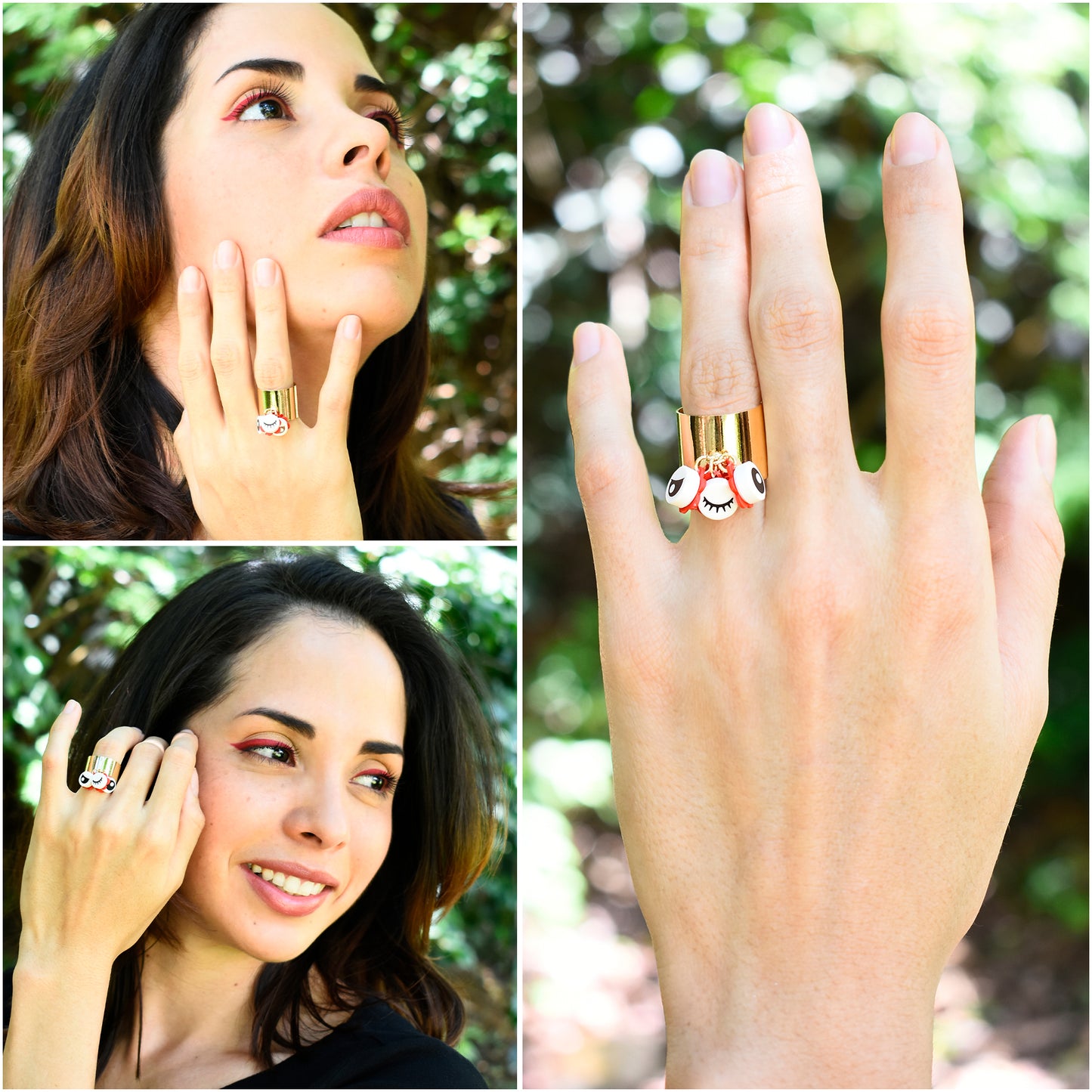 Flirty Eyes Gold Plated Ring