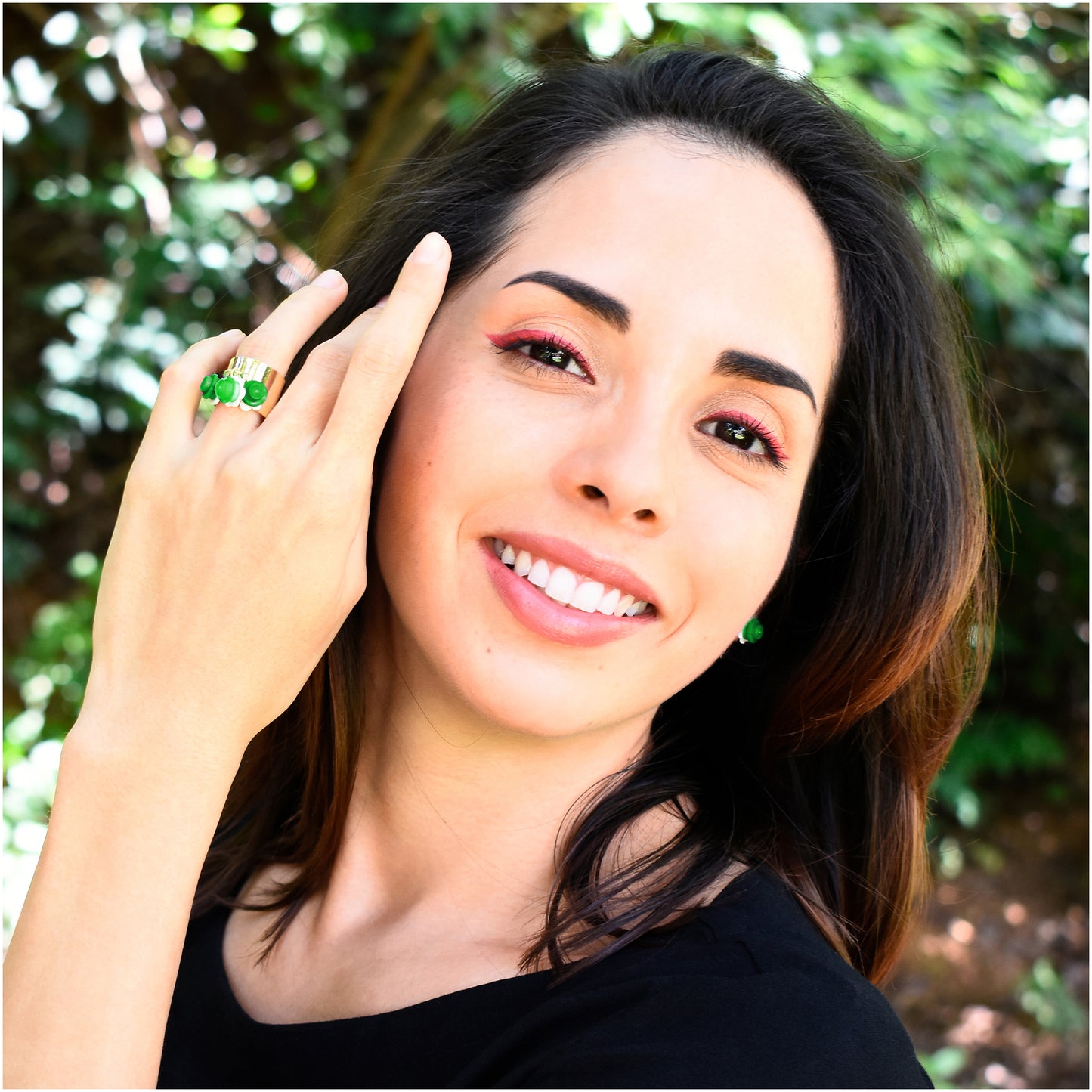 Trio Little Flowers Ring Handmade by Re-Do Bricks (Green)