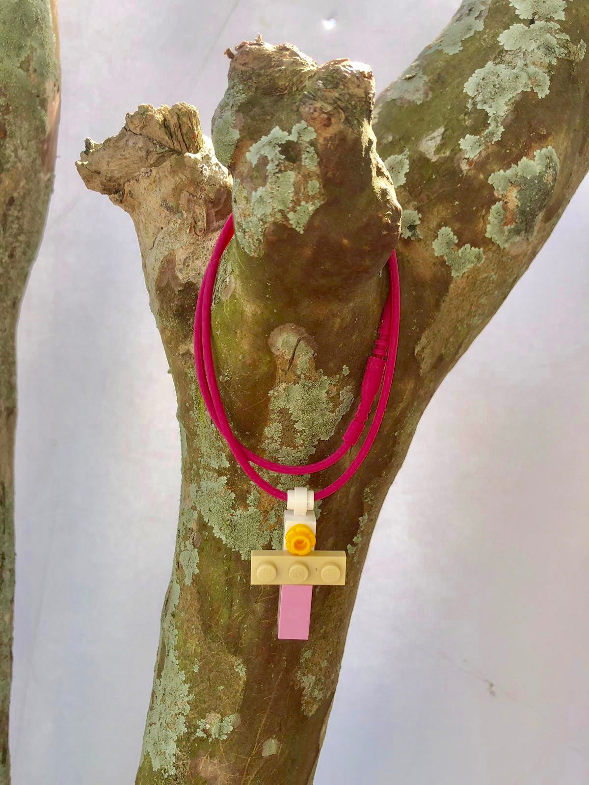 Cross with Lego Bricks & Color Elastic Necklace