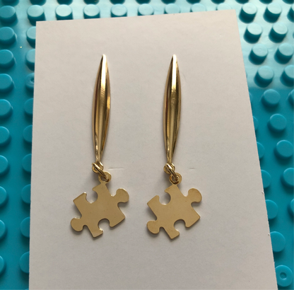 Autism Awareness Elegant Drop Puzzle Earrings