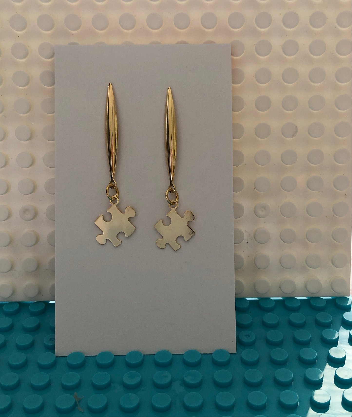 Autism Awareness Elegant Drop Puzzle Earrings