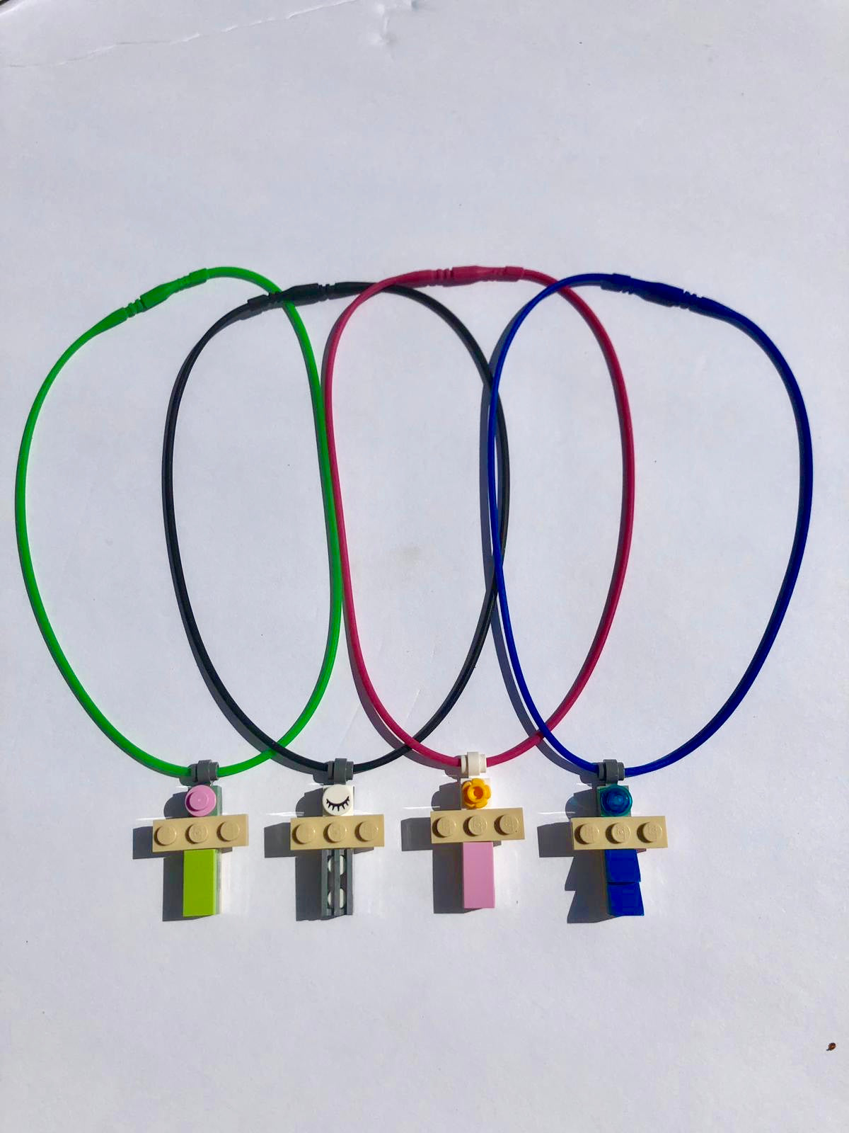 Cross with Lego Bricks & Color Elastic Necklace