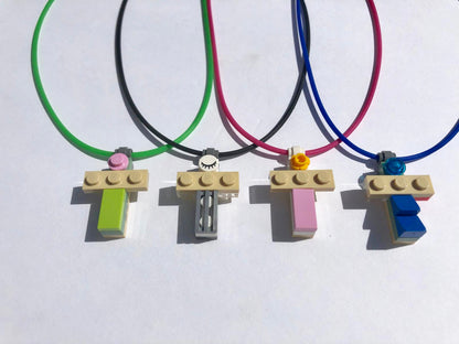 Cross with Lego Bricks & Color Elastic Necklace